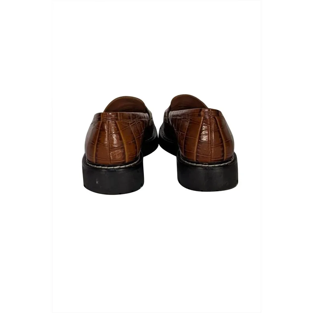 Sportsmax - Brown Croc Embossed Leather Loafers Sz 10